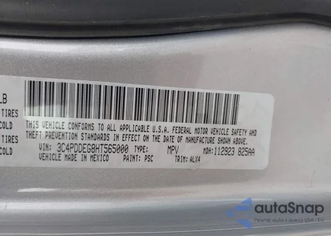 2017 Dodge Journey Gt Awd z USA, uszkodzony, nr VIN 3C4PDDEG8HT565000